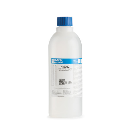 Solution tampon pH 2,00, ±0,01 pH, certificat d'analyse, bouteille 1 L HI5002-01