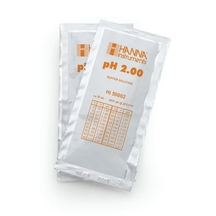 Solution tampon pH 2,00, ±0,01 pH, certificat d'analyse, 25 sachets de 20 mL - HI50002-02