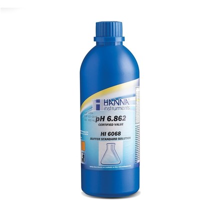 Solution tampon pH 6,862, ±0,002 pH, certificat d'analyse, bouteille 500 mL - HI6068