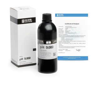 Solution tampon pH 9,000, ±0,002 pH, certificat d'analyse, bouteille 500 mL HI6009