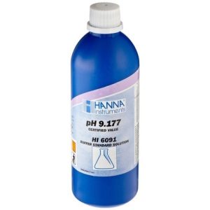 Solution tampon pH 9,177, ±0,002 pH, certificat d'analyse, bouteille 500 mL - HI6091