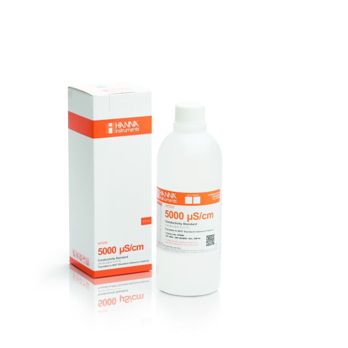 Solution d’étalonnage standard de conductivité 5000 µS/ cm (Bouteille de 500 mL ) HI7039L